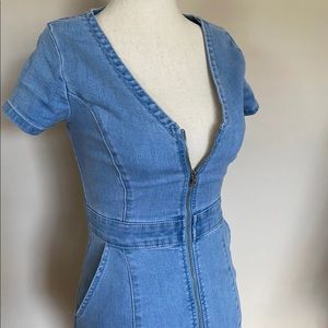 Guess Denim Full Zip Bodycon Dress Size XS